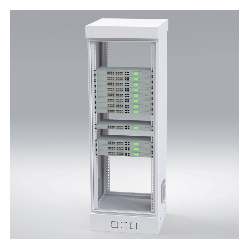 Gabinete para Piso, Capacidad, 31 Unidades de Rack, Doble puerta y Postes frontales e intermedios ajustables, Color Blanco, 700kg, LINKEDPRO 3