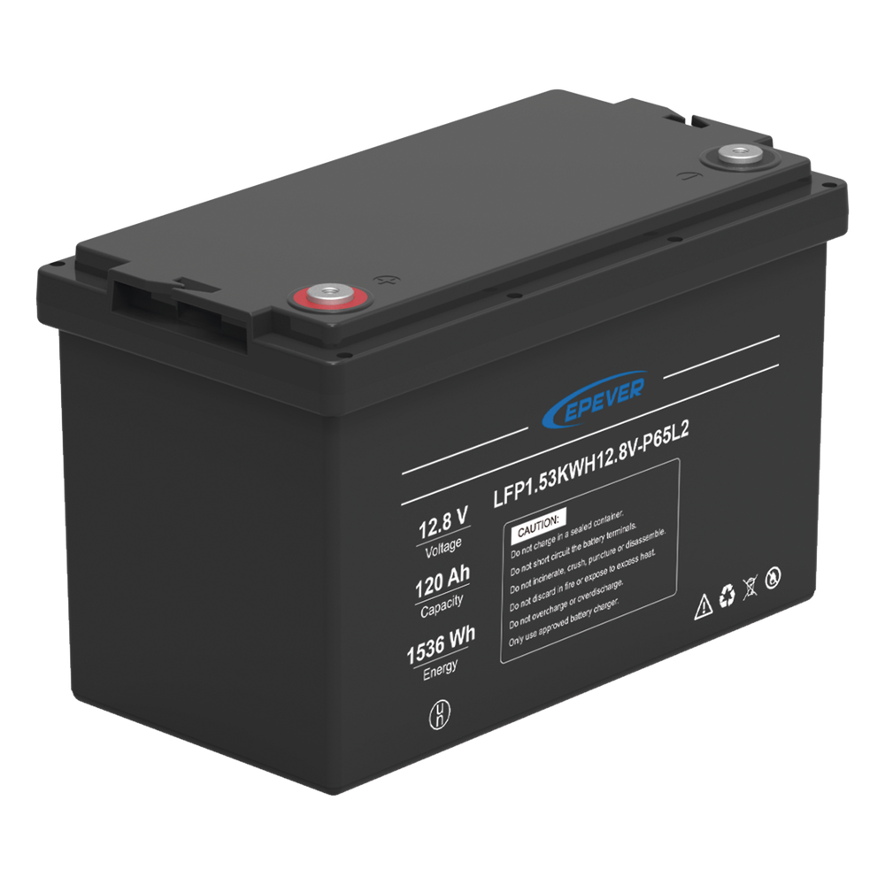 Batería de Litio LiFePO4 Ciclo Profundo 12.8V, 120Ah, 1.53kwh, para exterior, libre de mantenimiento 3