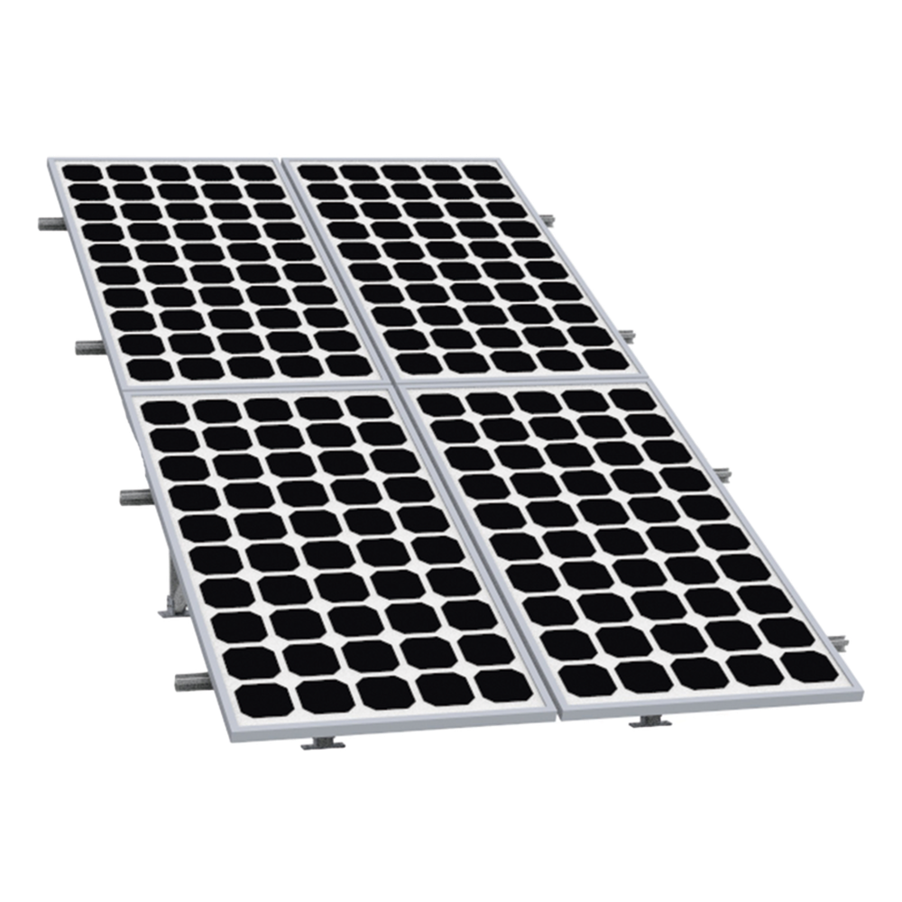Montaje para 4 Paneles Solares 2X2, Riel "5" de 2700mm para Módulos con Espesor de 30-35mm, Vel. de Viento Máx. 136km/h, VEKTOR, EPCOM 2