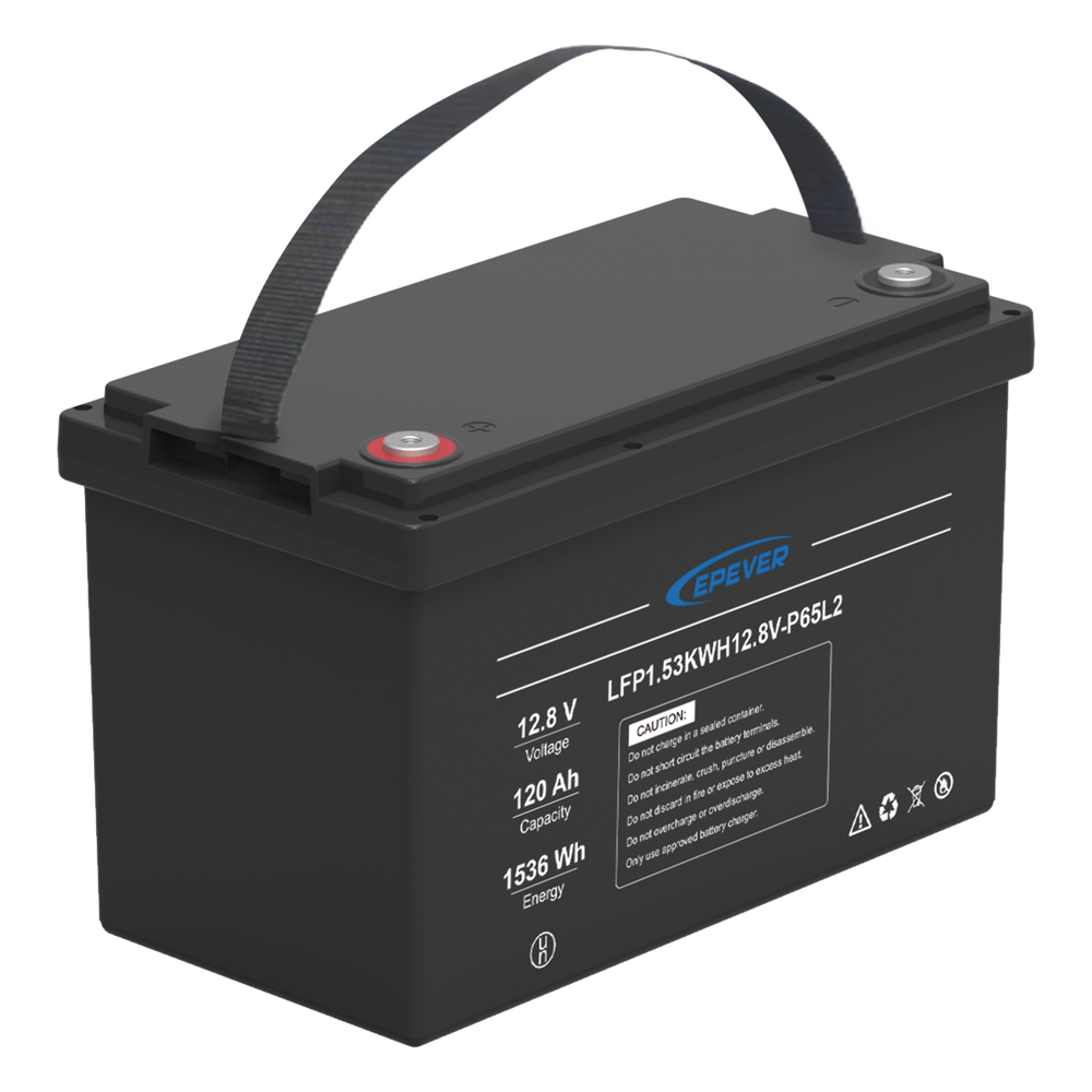 Batería de Litio LiFePO4 Ciclo Profundo 12.8V, 120Ah, 1.53kwh, para exterior, libre de mantenimiento