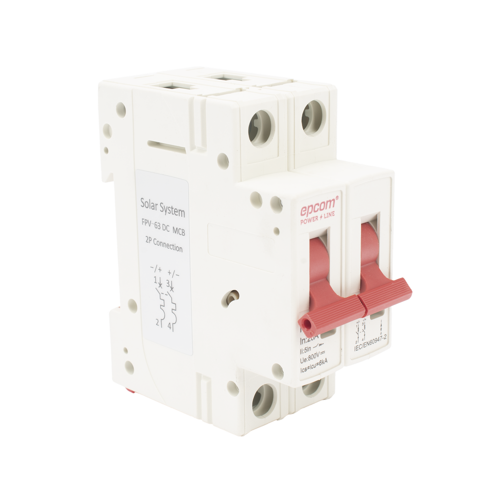 [FPV632PC20] Circuit breaker 2P 20A, Direct Current 800Vdc for Photovoltaic Application DIN Rail Mounting