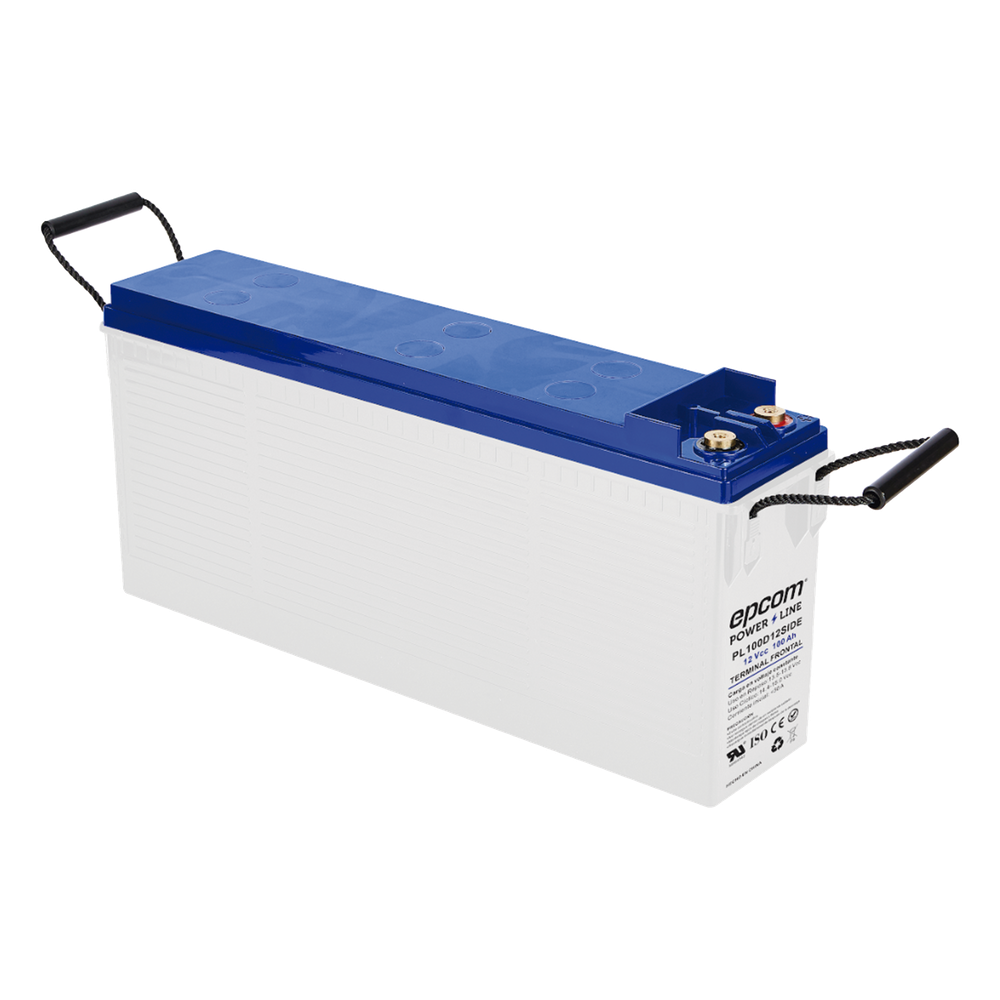 [PL100D12SIDE] Deep Cycle Battery 12V, Side Terminals, 100Ah / AGM-VRLA / Use in Photovoltaic Application / T4 Screw Type Terminals