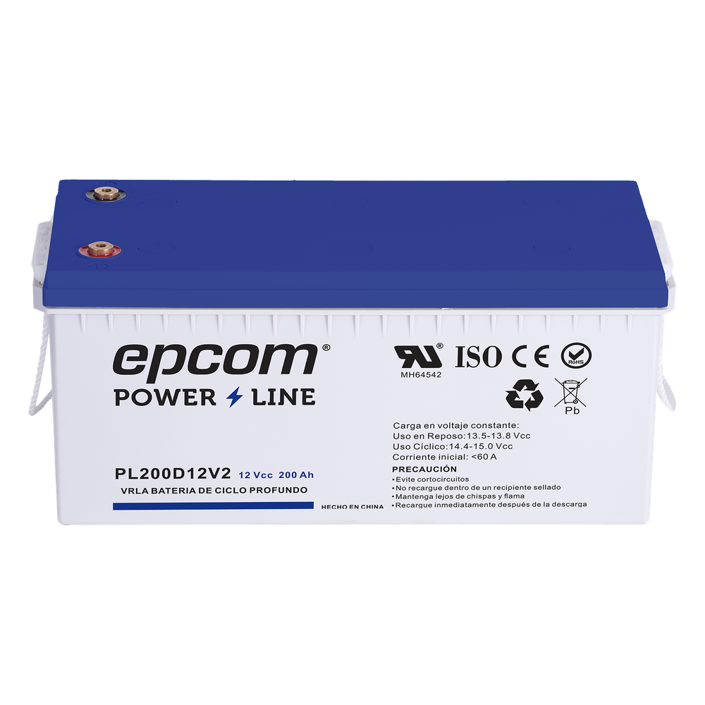 [PL200D12V2] Battery 12Vdc / 200Ah / UL / AGM-VRLA Technology / Deep Cycle / For Use in Photovoltaic and Emergency Applications / T5 Terminals