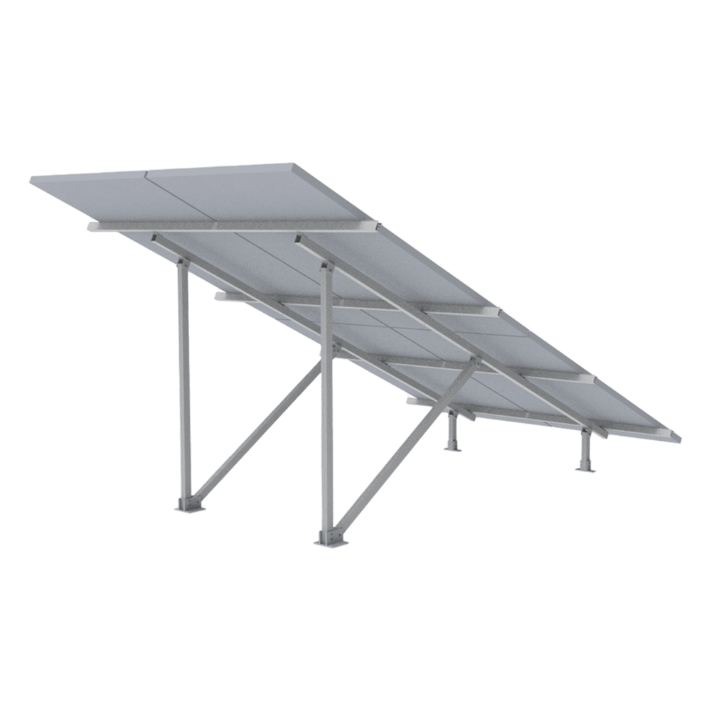 Montaje para 4 Paneles Solares 2X2, Riel "5" de 2700mm para Módulos con Espesor de 30-35mm, Vel. de Viento Máx. 136km/h, VEKTOR, EPCOM