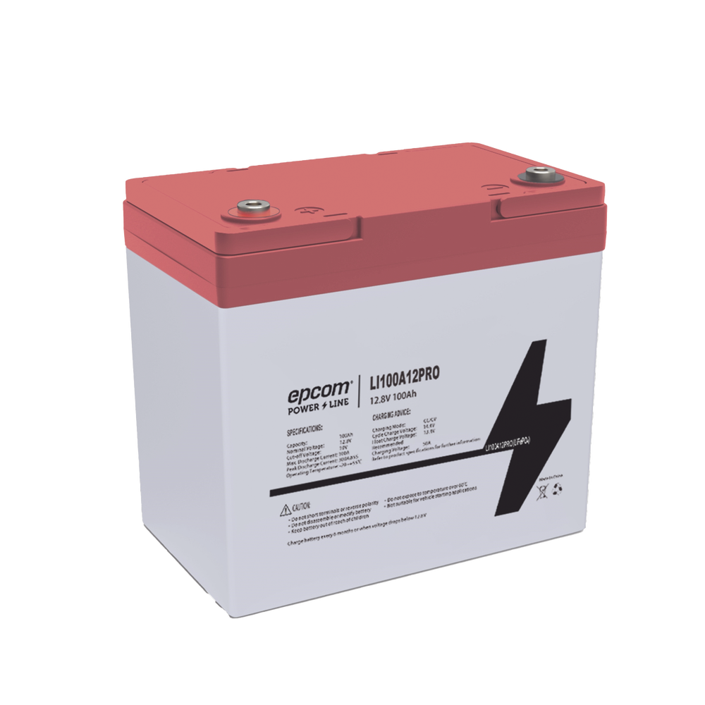 [LI100A12PRO] Deep Cycle Lithium Battery, 12.8Vdc 100Ah LiFePO4 Relief Valve, Solar, Marine, Maximum 100A Discharge, Epcom by Ritar
