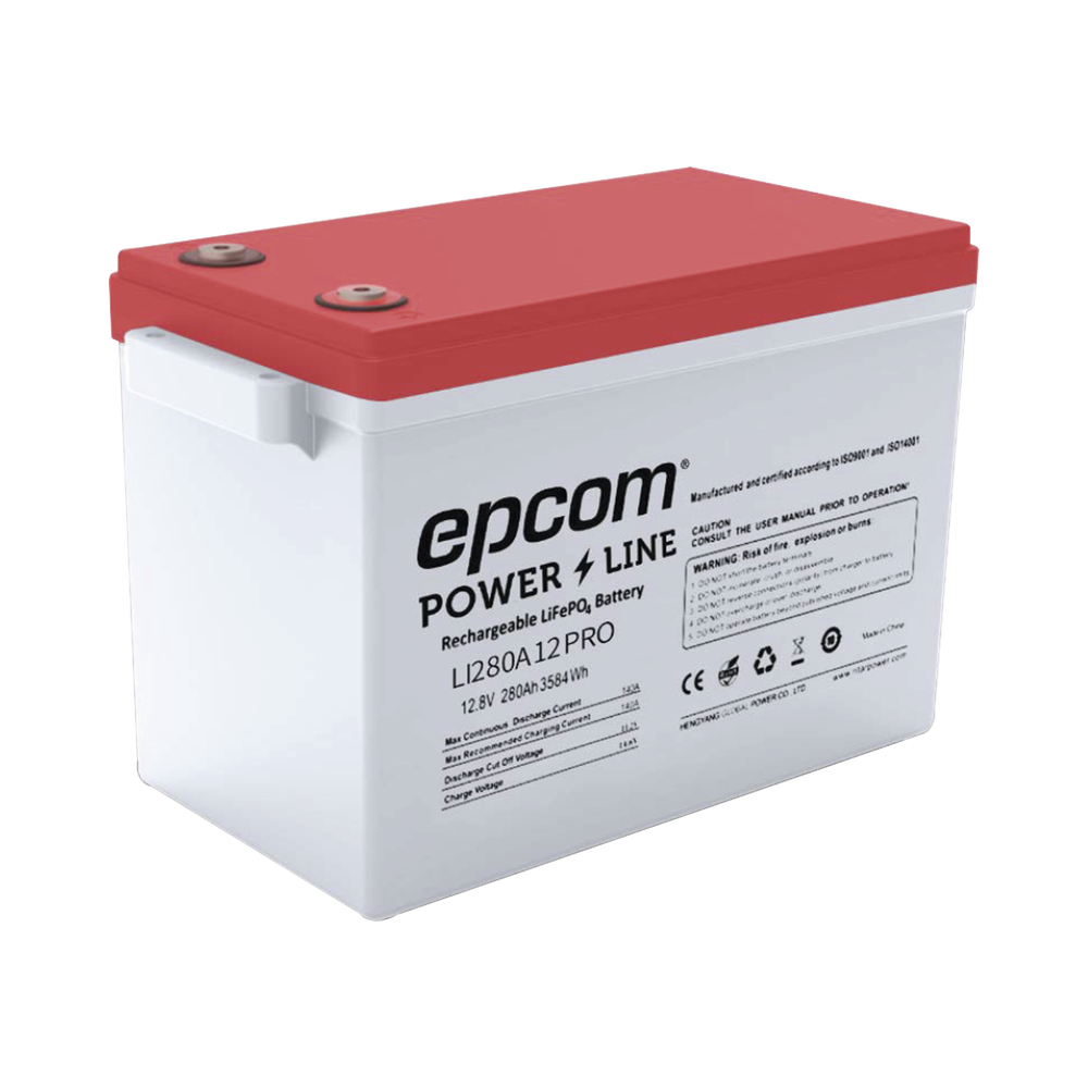 [LI280A12PRO] Batería de Litio Ciclo Profundo, 12.8Vcc 280Ah,  6000 ciclos, LiFePO4  , Solar, Marina, Máximo 140A de Descarga EPCOM POWERLINE