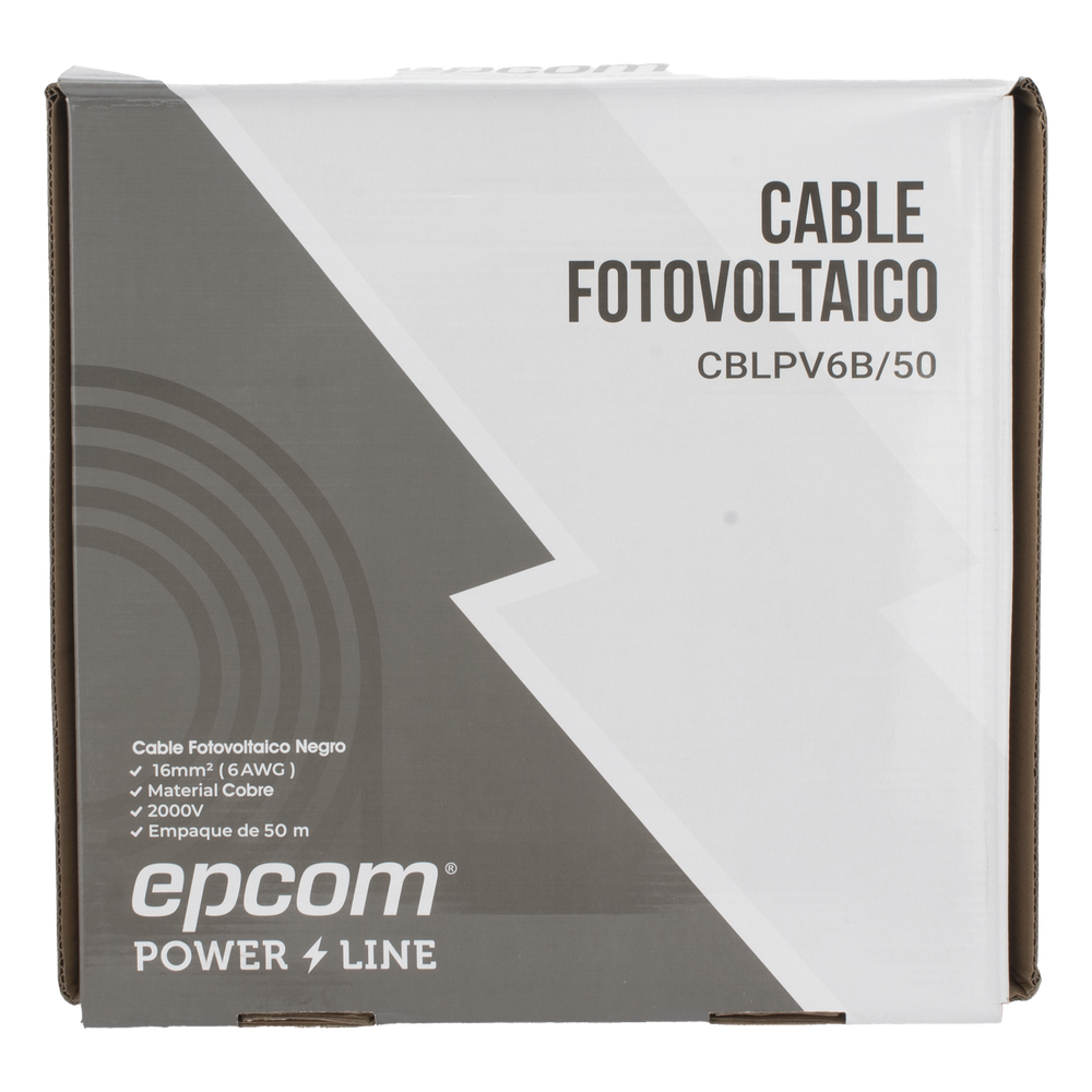 Cable Fotovoltaico Negro / 16mm² (6AWG) / Material COBRE / 2000V / Rollo de 50 m EPCOM POWERLINE
