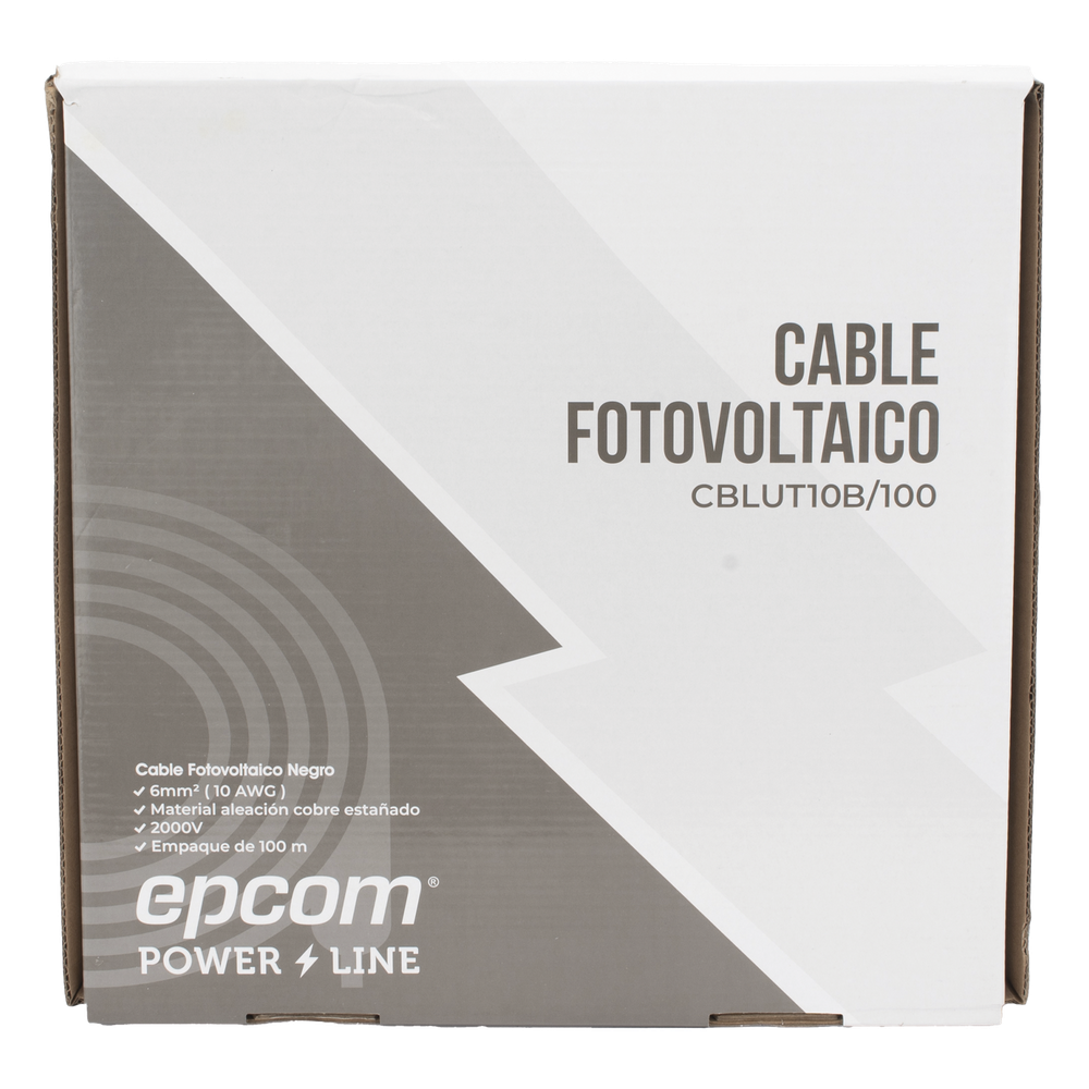 [CBL-UT-10B/100] Black Photovoltaic Cable / Tinned Copper / 6mm² (10AWG) / 2000V / 100m Roll / UL 4703 and TUV / EPCOM POWERLINE