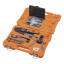Photovoltaic (Solar) Connection Tool Set, 6 Pieces: Case, 2 MC4 Insulated Wrenches, 1/0 AWG Al Cutter, Wire Stripper 6-12 AWG Solid and 8-14 AWG Stranded, MC4T Crimper 10-14 AWG, KLEIN TOOLS