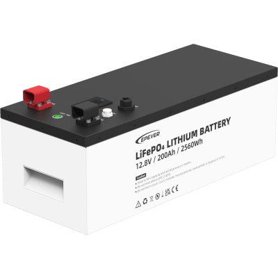 [LFP200EP128V2] LiFePO4 lithium battery 12Vdc, 200Ah, 2.56kwh, LCD Display for Local Monitoring, Metal Case, EPEVER