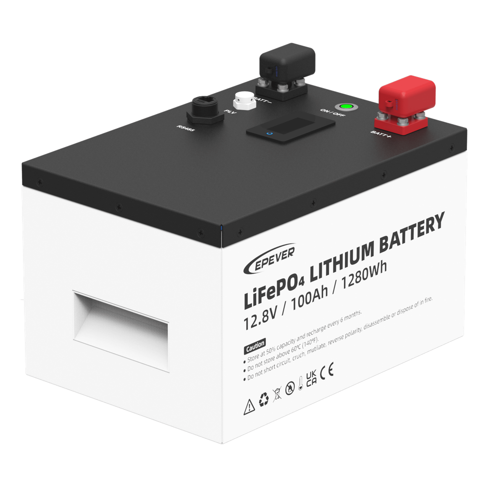 [LFP100EP128V2] Batería de Litio LiFePO4 12Vcc, 100Ah, 1.28kwh, Pantalla LCD para Monitoreo Local, Carcasa Metálica, EPEVER