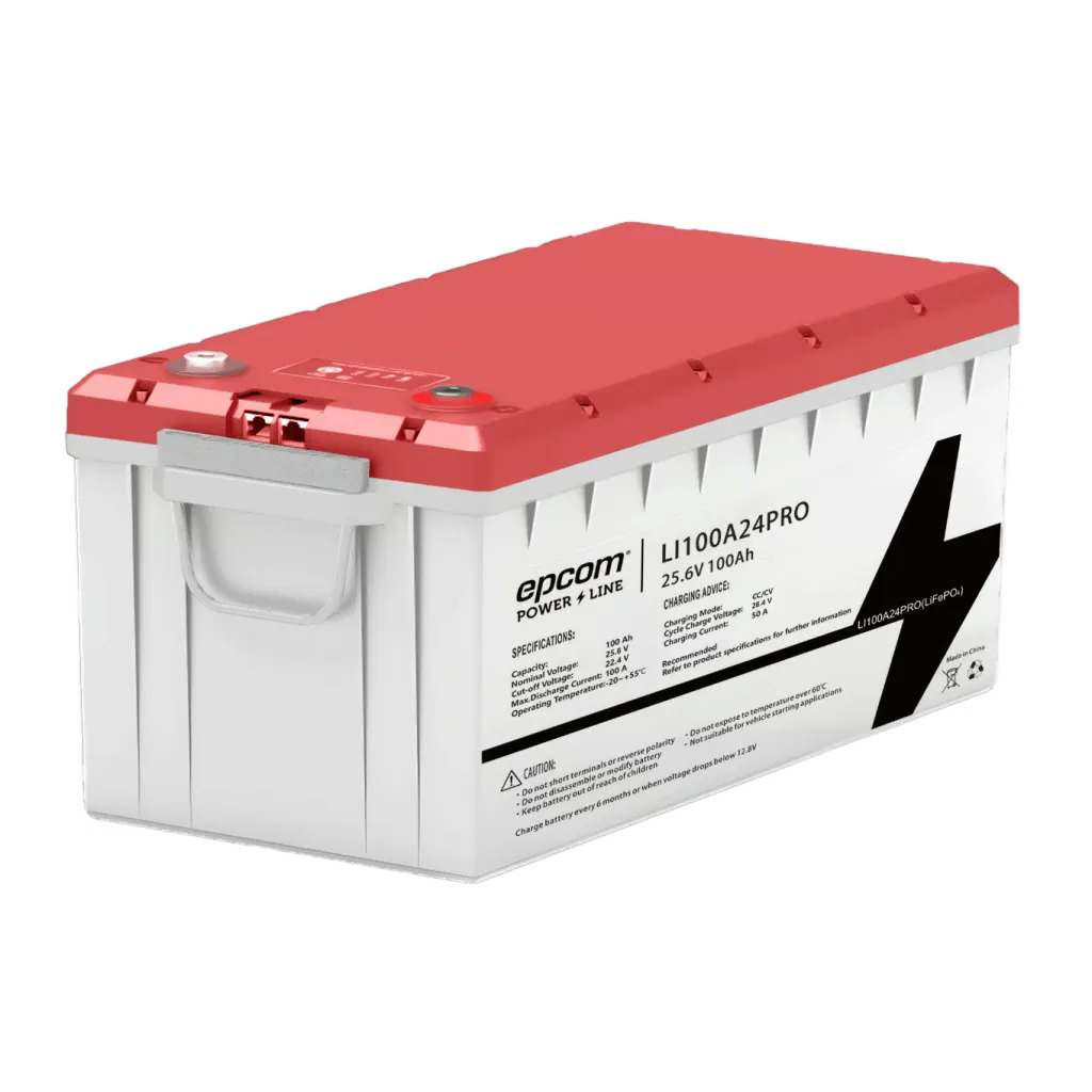 [LI100A24PRO] Batería de Litio LiFePO4, 2.56 kWh, 24V, 100AH / Con BMS Integrado / Conector RS485 y CAN, EPCOM