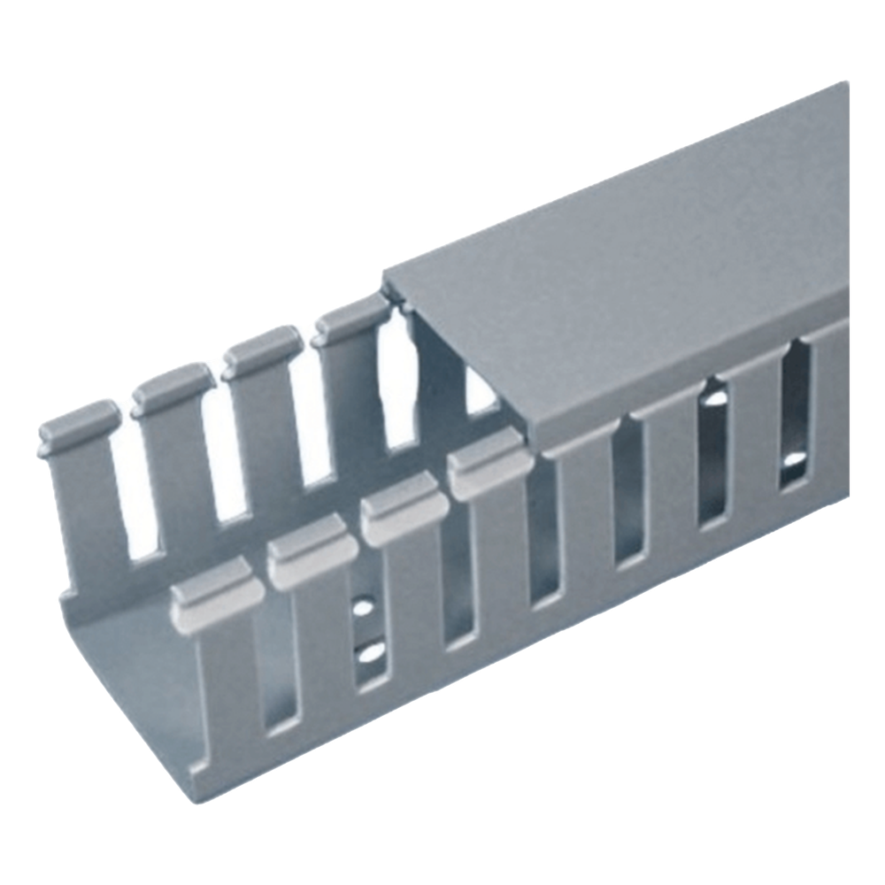 [FC3X3LG2] Canaleta Ranurada de PVC con Tapa, Tipo F, 82.6 mm de Ancho, 79.2 mm de Alto y 2 m de Largo, Color Gris PANDUIT