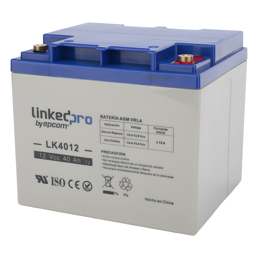 [LK4012] Battery 12 V / 40 Ah / UL / AGM Technology / T2 Terminals LINKEDPRO BY EPCOM