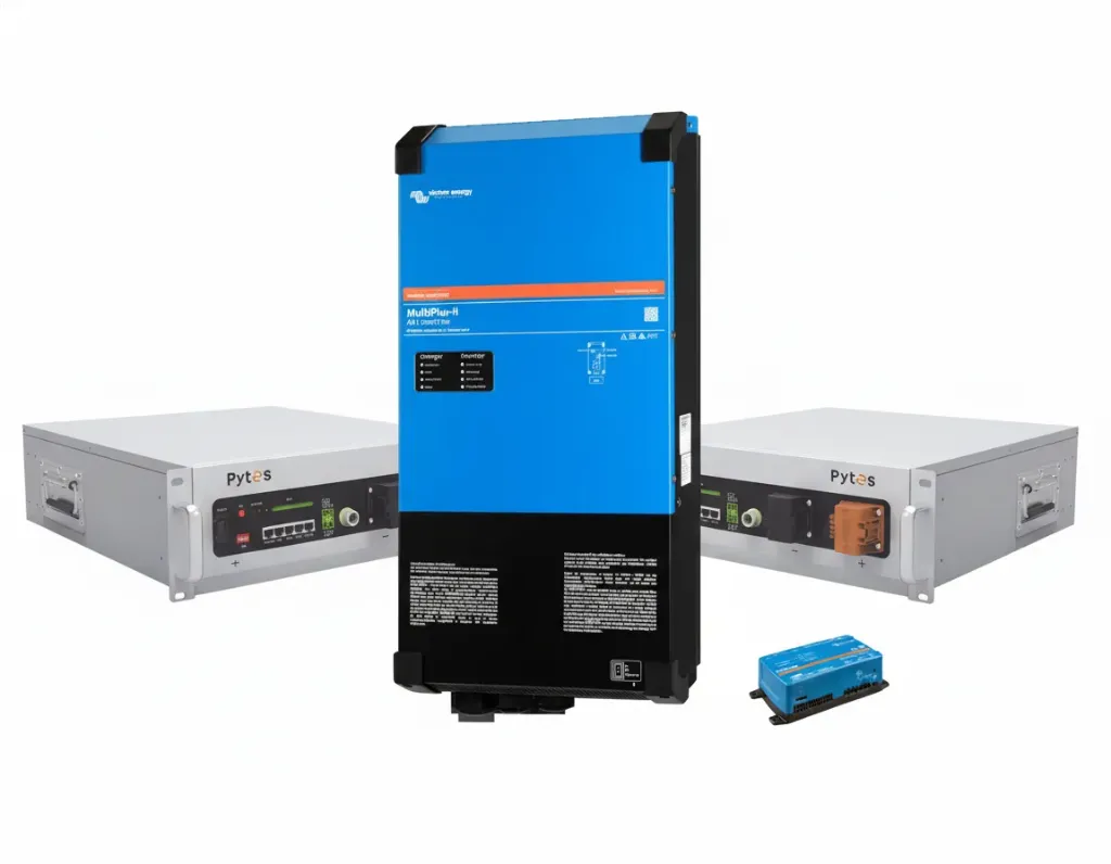 [KIT-VIC-5+2x5] Kit Inversor híbrido de 5kva 120vca VICTRON + 2 x Batería de litio de 5khw (10kwh) PYTES