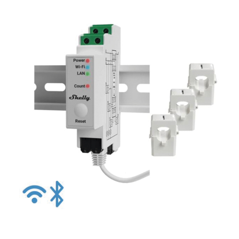 [SHELLYPRO3EM] Medidor Trifásico de Corriente Alterna / WIFI / industrial y residencial / Nube P2P SHELLY