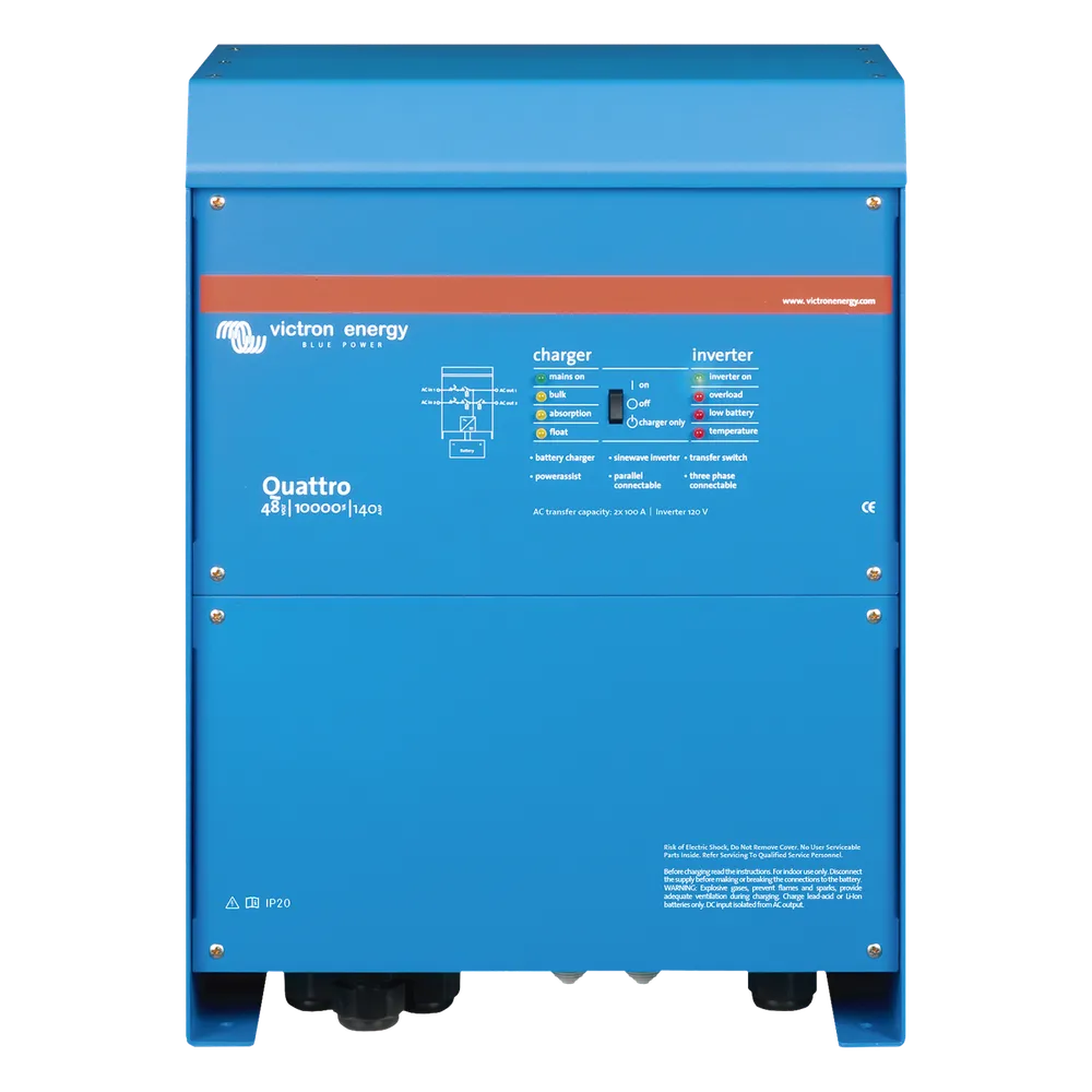 [QT48/10000SP] Inversor Cargador de Onda Pura / Entrada 48 Vcc / Salida 8000 W 120 Vca 60 Hz / Conmutación Automática Dual / Potencia Pico 20000 W / Paralelo hasta 96 kW VICTRON ENERGY