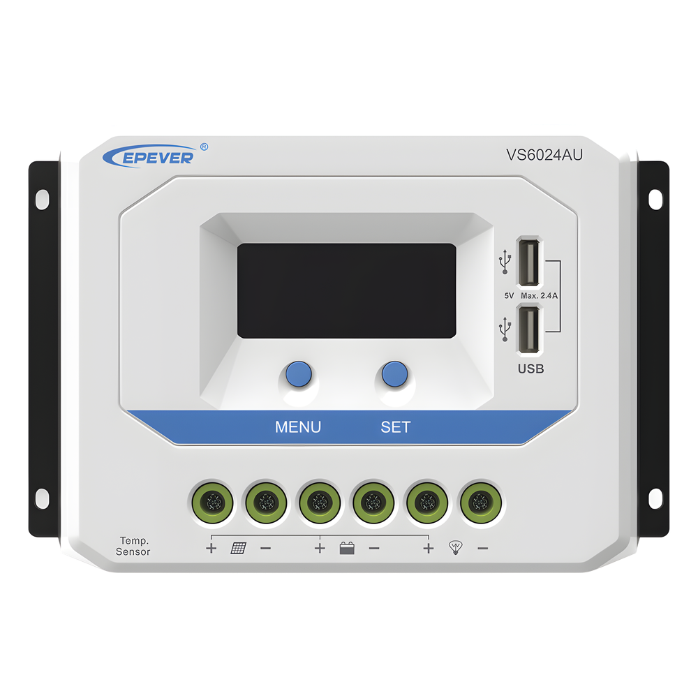 Controlador Solar de Carga PWM 12/24V 60A, Salida USB, con Display, EPEVER