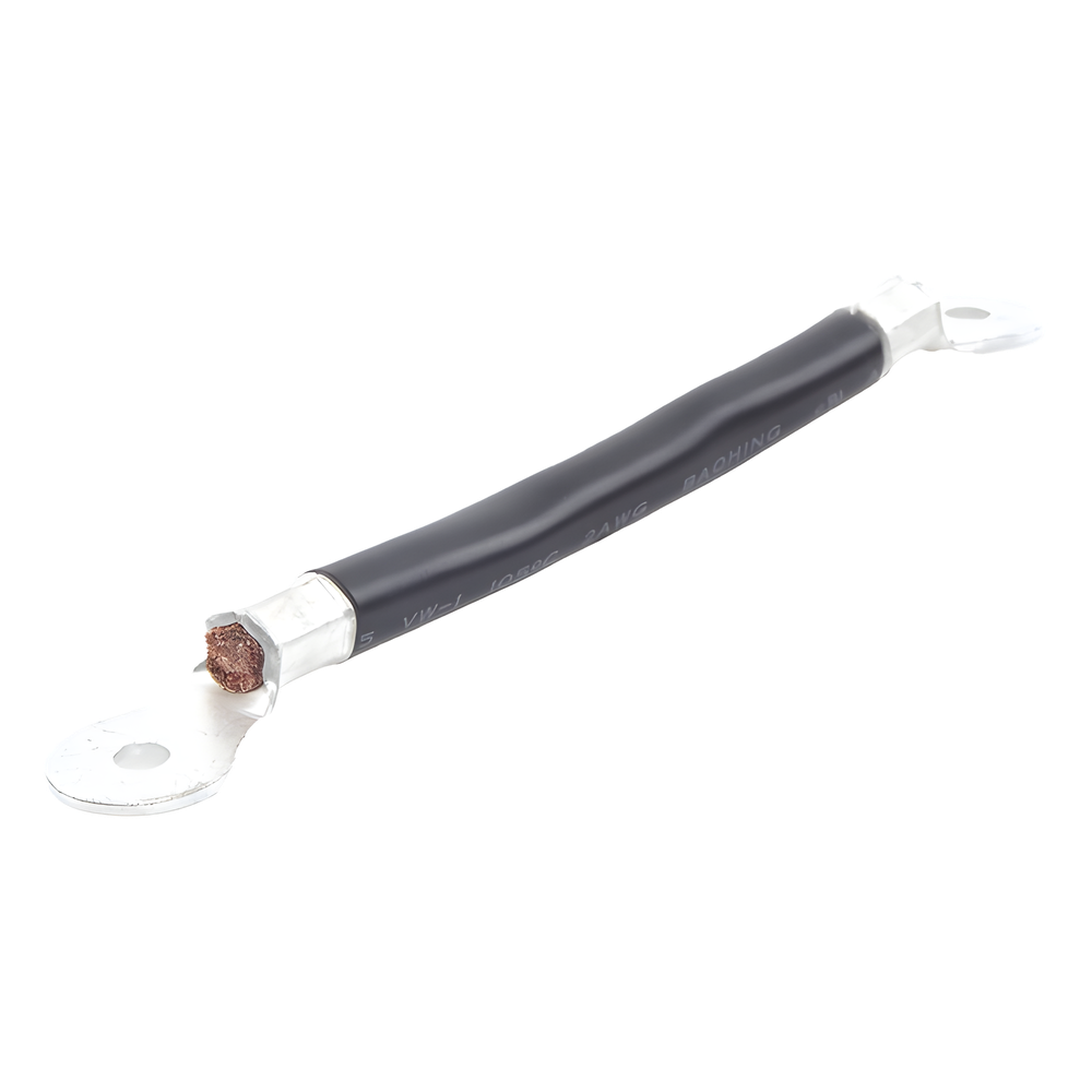 Battery Cable, 0.2m, Black, 2 AWG Gauge with Ring Terminals on Both Ends