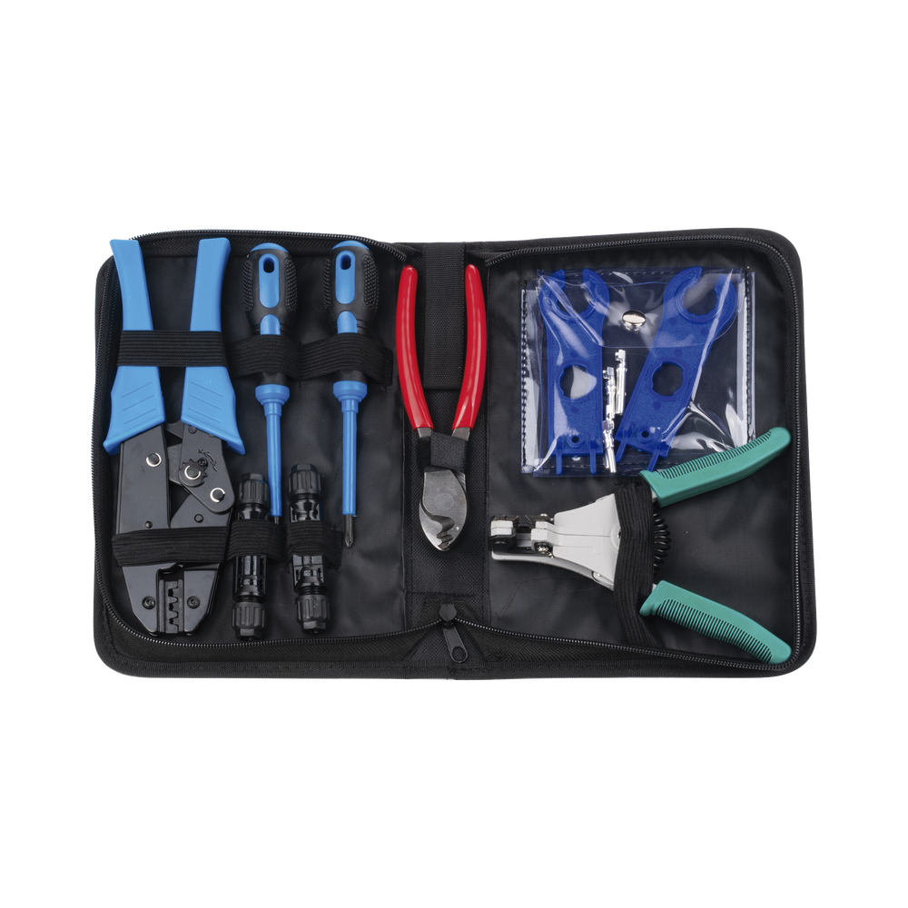 [EPMC42] 10-Piece Tool Set for Solar System Installation. Includes: Pliers (3 types), Screwdrivers, Wrenches and Case.